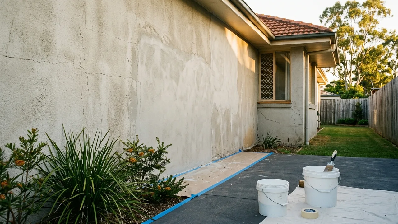 Brisbane painter context shot for "Why rendered walls in Brisbane suburbs need special prep before painting"