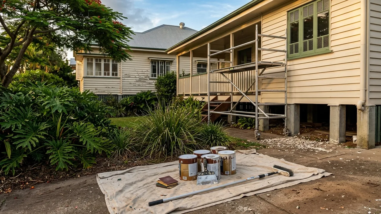 Brisbane painter context shot for "Why is your paint peeling and what does it mean for your home?"